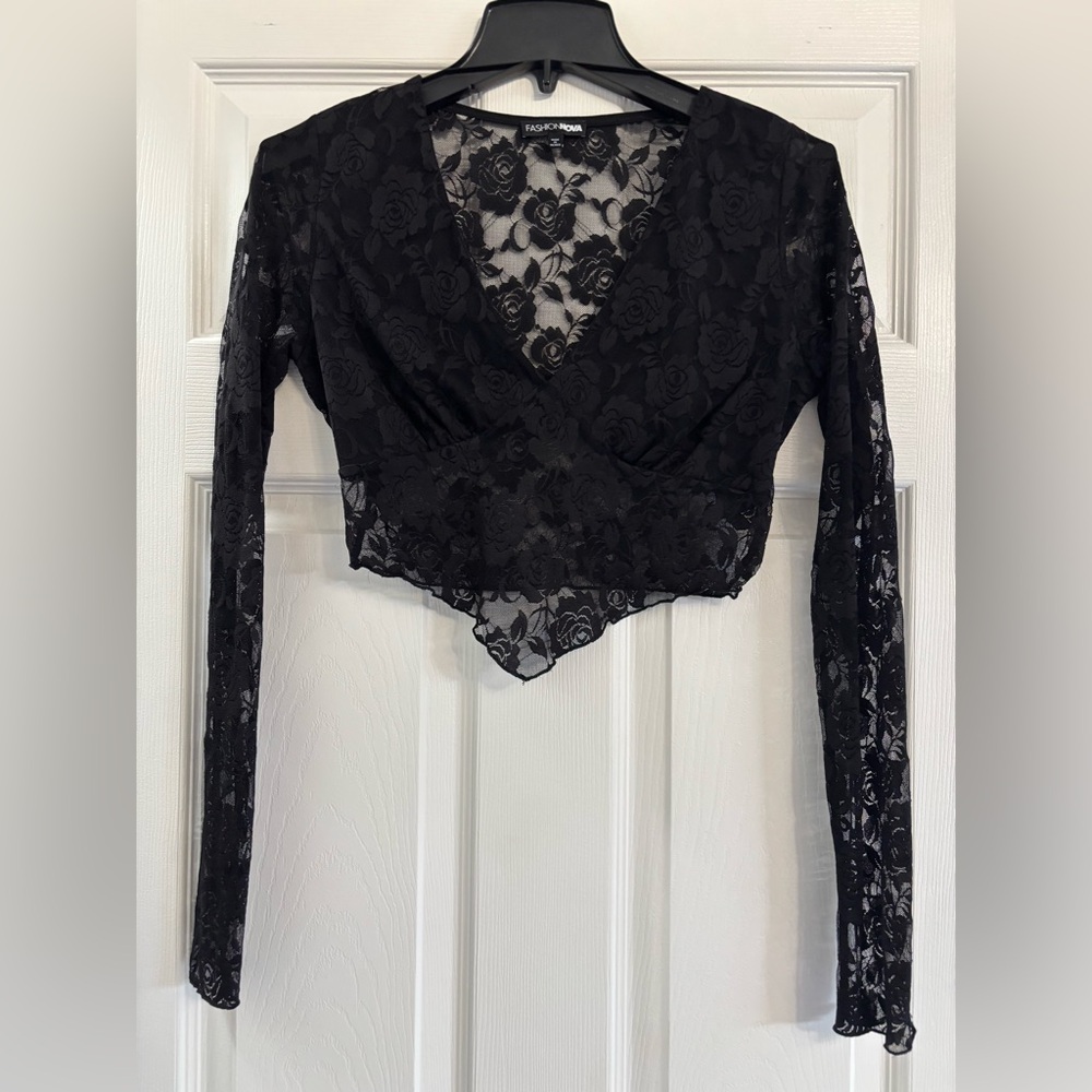 Fashion Nova Black Lace Blouse